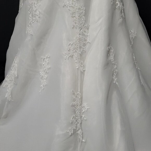 NWT~$1795~DAVINCI~SZ 6~IVORY OFF WHITE RHINESTONE BEADED LACE WEDDING DRESS - Picture 14 of 16